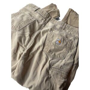Carhartt Mens Beige FR Cargo Work Pants 7960 Size 42X32 Cotton Blend Durable Fla